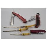 Hand Tool Lot - Folding Knives and Miniature Display Swords Assortment