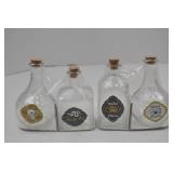 Set of 4 Halloween Potion Glass Bottles with Corks and Labels