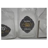 Set of 4 Halloween Potion Glass Bottles with Corks and Labels