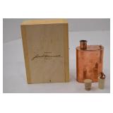 Jacob Bromwell Copper Flask with Wooden Box and Cork Stoppers