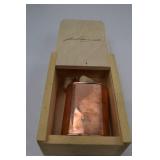 Jacob Bromwell Copper Flask with Wooden Box and Cork Stoppers