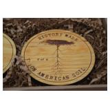 Set of 4 Copenhagen Promotional Wooden Coasters with Farm Design