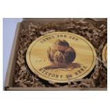 Set of 4 Copenhagen Promotional Wooden Coasters with Farm Design