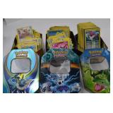 Pokemon Trading Card Lot with Foils, Tin Storage Cases