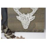 Rustic Animal Home Decor Lot - Bear Wall Art, Deer String Art, Moose Hook