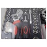 Socket and Ratchet Tool Set with Adjustable Wrench