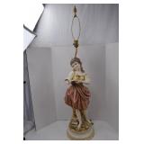 Figural Table Lamp Girl Reading Book Porcelain Sculpture 51in.