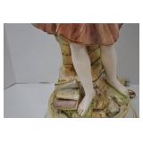 Figural Table Lamp Girl Reading Book Porcelain Sculpture 51in.