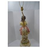 Figural Table Lamp Girl Reading Book Porcelain Sculpture 51in.