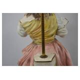 Figural Table Lamp Girl Reading Book Porcelain Sculpture 51in.