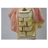 Figural Table Lamp Girl Reading Book Porcelain Sculpture 51in.