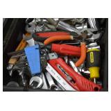 Hand tool lot in Hart rolling toolbox with Stanley screwdriver