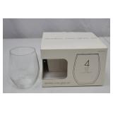 4 stemless wine glasses