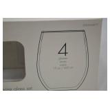 4 stemless wine glasses