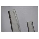 Modern Black and White Striped Glass Vase Pair, 21in & 16in