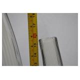 Modern Black and White Striped Glass Vase Pair, 21in & 16in