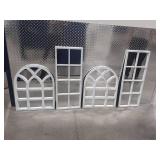Set of 3 Decorative White Windowpane Wall Mirrors, Mixed Arched & Rectangular