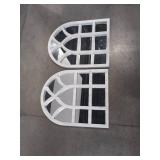Set of 3 Decorative White Windowpane Wall Mirrors, Mixed Arched & Rectangular