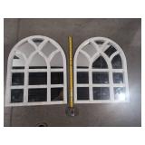 Set of 3 Decorative White Windowpane Wall Mirrors, Mixed Arched & Rectangular