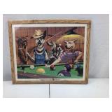 Eight Ball Corner Pocket Framed Dog Pool Art Print 21x17.5in