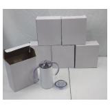 Set of 6 Plain White Cups with Interchangeable Lids - Sippy cup or travel mug lid.