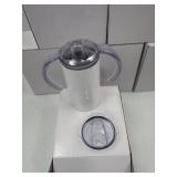 Set of 6 Plain White Cups with Interchangeable Lids - Sippy cup or travel mug lid.
