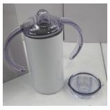 Set of 6 Plain White Cups with Interchangeable Lids - Sippy cup or travel mug lid.