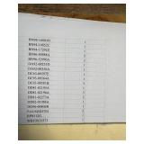 Manifested Pallet #10 - Part Numbers and Quantities