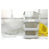 Lot of 8 Mixed Extra Large 34" Long Size Stackable Akrobins & Quantum Hulk Storage Bins - Various Sizes for Versatile Organization and Durable Storage Solutions - Dusty But Great Condition!