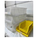 Lot of 8 Mixed Extra Large 34" Long Size Stackable Akrobins & Quantum Hulk Storage Bins - Various Sizes for Versatile Organization and Durable Storage Solutions - Dusty But Great Condition!