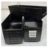 Lot of 13 Uline S-13400 Storage Bins – Stackable Long Lasting Plastic Storage Bins Made in the USA – Rear notch allows bins to slide & hang open on Shelf Bin Organizers - Great Condition! 7" x