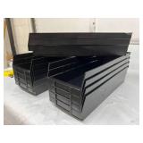Lot of Uline S-13400 Storage Bins – Stackable Long Lasting Plastic Storage Bins Made in the USA – Rear notch allows bins to slide & hang open on Shelf Bin Organizers - Great Condition! 7" x 18