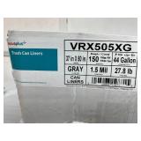 2 Cases (150 per case each) NEW Novaplus VRX505XG 37" x 50" ***Extra Extra Heavy Duty 1.5 Mil Garbage Trash Can Liners - Gray - Open Boxes