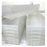Lot of 13 Akro-Mils 24″ Long Shelf Bins – Clear Durable Industrial-Grade Plastic, Approx 24"L x 6"W x 4"H – Waterproof, Grease & Oil Resistant, Works with Standard Wire or Steel Shelving, Pe