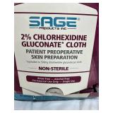 2 Boxes (48 Cloths Per Box) NEW Sage Non-Sterile Rinse-Free Alcohol-Free Single-Use 2% Chlorhexidine Gluconate Cloth Patient Preoperative Skin Preparation - Open Box