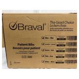 1 Case (500 each) NEW Braval 143-7771 Single-Use 2-Ply Tissue + 1-Ply PE Patient Bibs - Blue