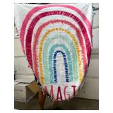 NEW Handcrafted Rainbow Theme Fleece Blanket with Fringed Edges