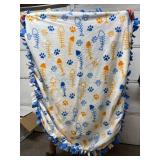 NEW Handcrafted Cat Pattern Theme Fleece Blanket with Fringed Edges