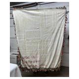NEW Handcrafted Checkered Geometric Pattern Theme Fleece Blanket with Fringed Edges