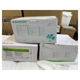 NEW 2 Boxes (100 hoods per box) Molnlycke Barrier Standard Tuck Surgical Hoods and 1 Box (100 caps per box) Halyard 69240 Kaycel Fabric Surgical Caps