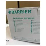 NEW 2 Boxes (100 hoods per box) Molnlycke Barrier Standard Tuck Surgical Hoods and 1 Box (100 caps per box) Halyard 69240 Kaycel Fabric Surgical Caps