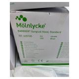 NEW 2 Boxes (100 hoods per box) Molnlycke Barrier Standard Tuck Surgical Hoods and 1 Box (100 caps per box) Halyard 69240 Kaycel Fabric Surgical Caps