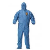 MSRP $350 = 1 Case (24 each) NEW Kleenguard 45094 Blood and Chemical Splash Protection Hooded & Booted Denim Coveralls - Size XL Blue