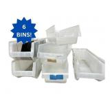 Lot of 6 Akro-Mils 30084 24" Storage Bins & Quantum Hulk – Stackable Plastic Storage Bins Made in the USA – Versatile Organization Includes Some Subdividers - Great Condition!