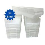 Lot of 13 Akro-Mils 24″ Long Shelf Bins – Clear Durable Industrial-Grade Plastic, Approx 24"L x 6"W x 4"H – Waterproof, Grease & Oil Resistant, Works with Standard Wire or Steel Shelving, Pe