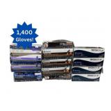MSRP $350 = 13 boxes - 1400 gloves Total NEW Mixed Brand Nitrile Gloves M &Mostly L - Microflex, Curaplex,**Halyard Black-Fire