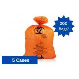 MSRP $400 = 5 Cases (200 bags per case) NEW Medegen Medical Products 8-702 19" x 23" Extra Thick 2.0mil Autoclavable Biohazard Waste Bags - Orange