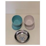 (3) KITTY BOWLS