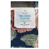 Hand Hooked Accent Rug with Memory Foam, 22x38 in, Floral Design