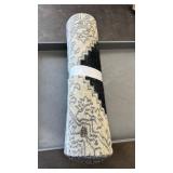 Everest 30x96 Inch Polyester Runner Rug with Black/Gray and White Geometric Design